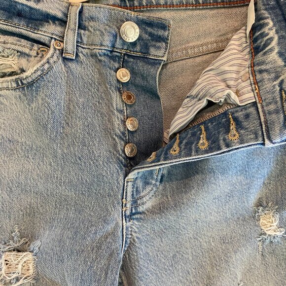 Anthropologie SWK The Girlfriend Jeans Size 24.X 32 Button Fly Stretch Womens - Picture 3 of 8